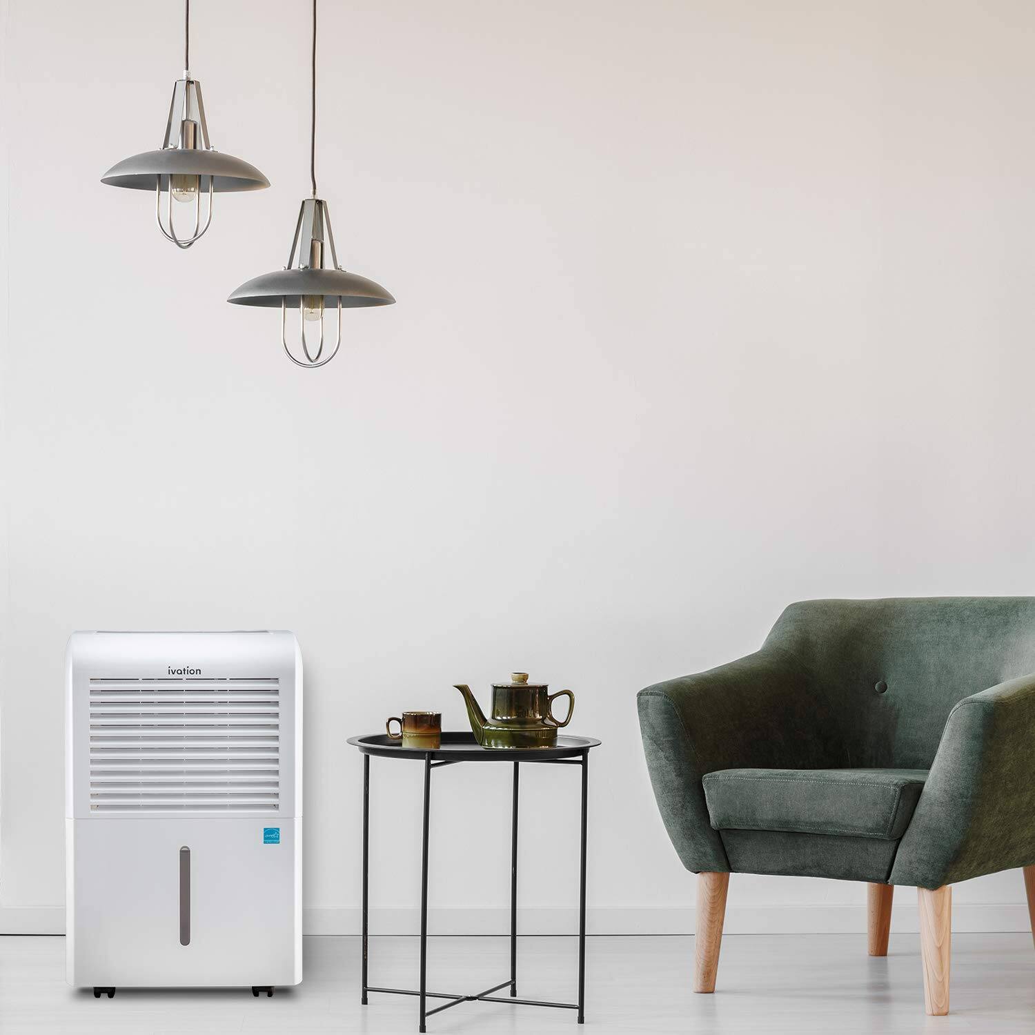 Alt View 8. Ivation - 4,500 Sq Ft Dehumidifier with Pump, Large Capacity Compressor Includes Programmable Humidity, Hose Connector - White.