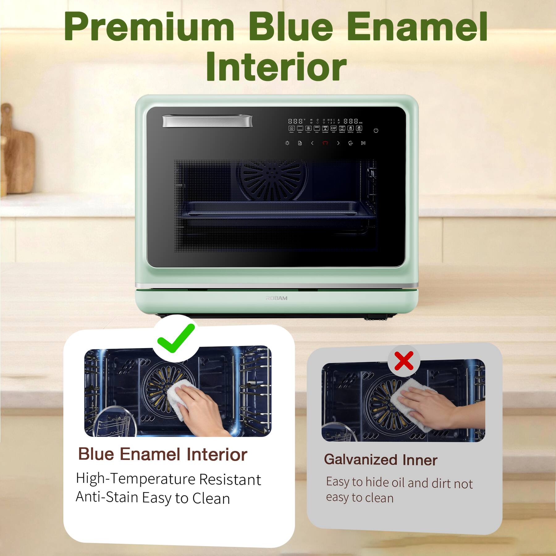 Premium Blue Enamel Interior

Blue Enamel Interior High-Temperature Resistant Anti-Stain Easy to Clean

Galvanized Inner Easy to hide oil and dirt not easy to clean