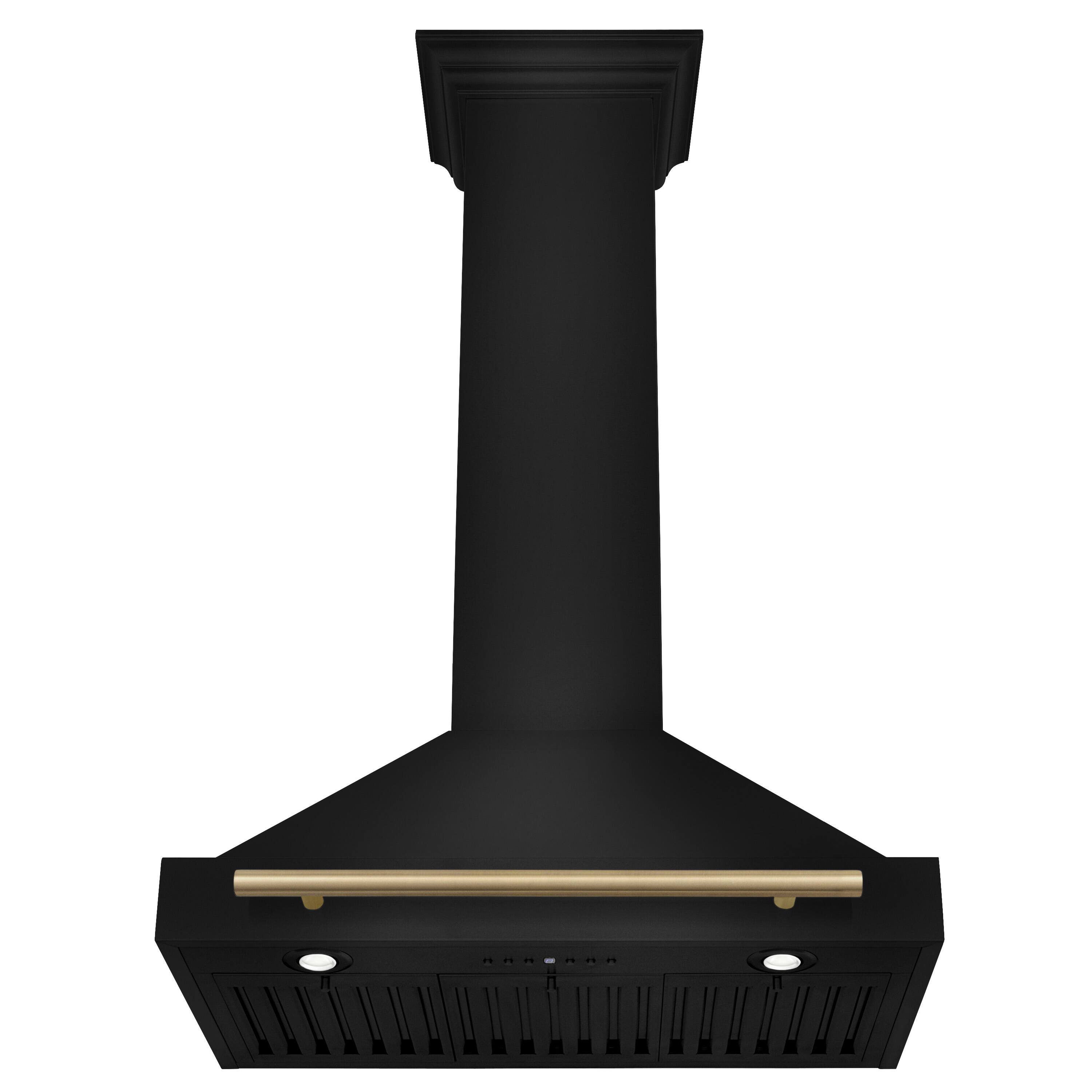 Back. ZLINE - 30 in. Autograph Edition Black Stainless Steel Wall Mount Range Hood with Champagne Bronze Handle (BSKB4Z-30-CB) - Black Stainless Steel.