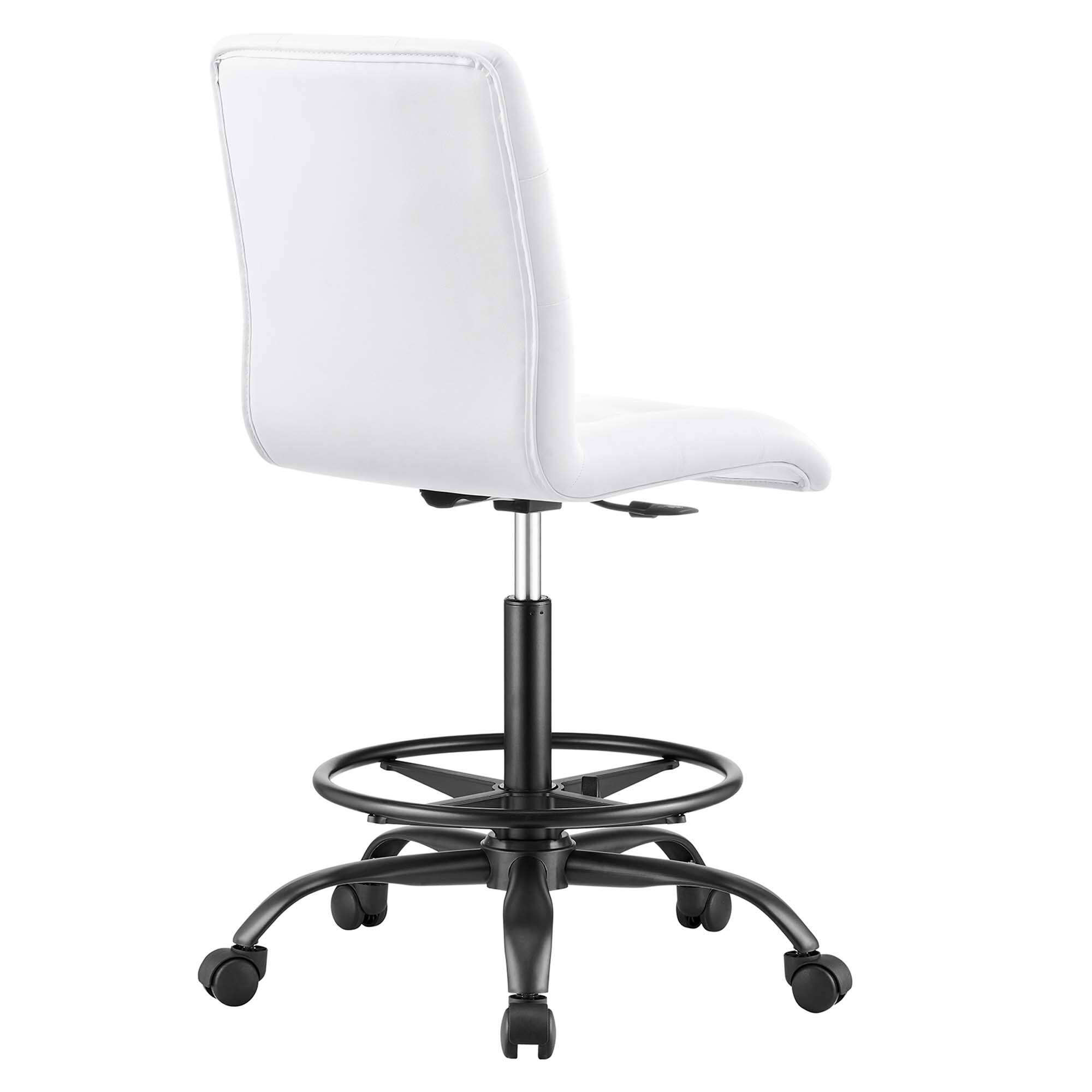 Alt View 2. Modway - Prim Armless Vegan Leather Drafting Chair by Modway - Black White.