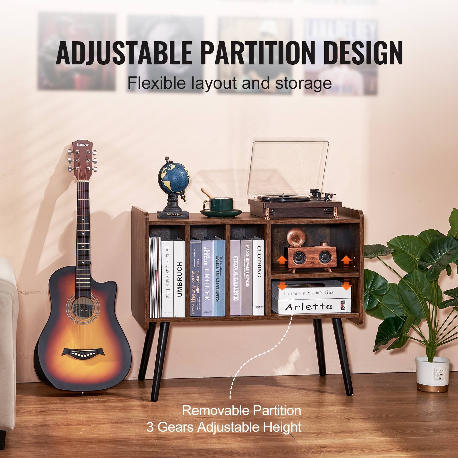 ADJUSTABLE PARTITION DESIGN  
Flexible layout and storage  

Removable Partition  
3 Gears Adjustable Height