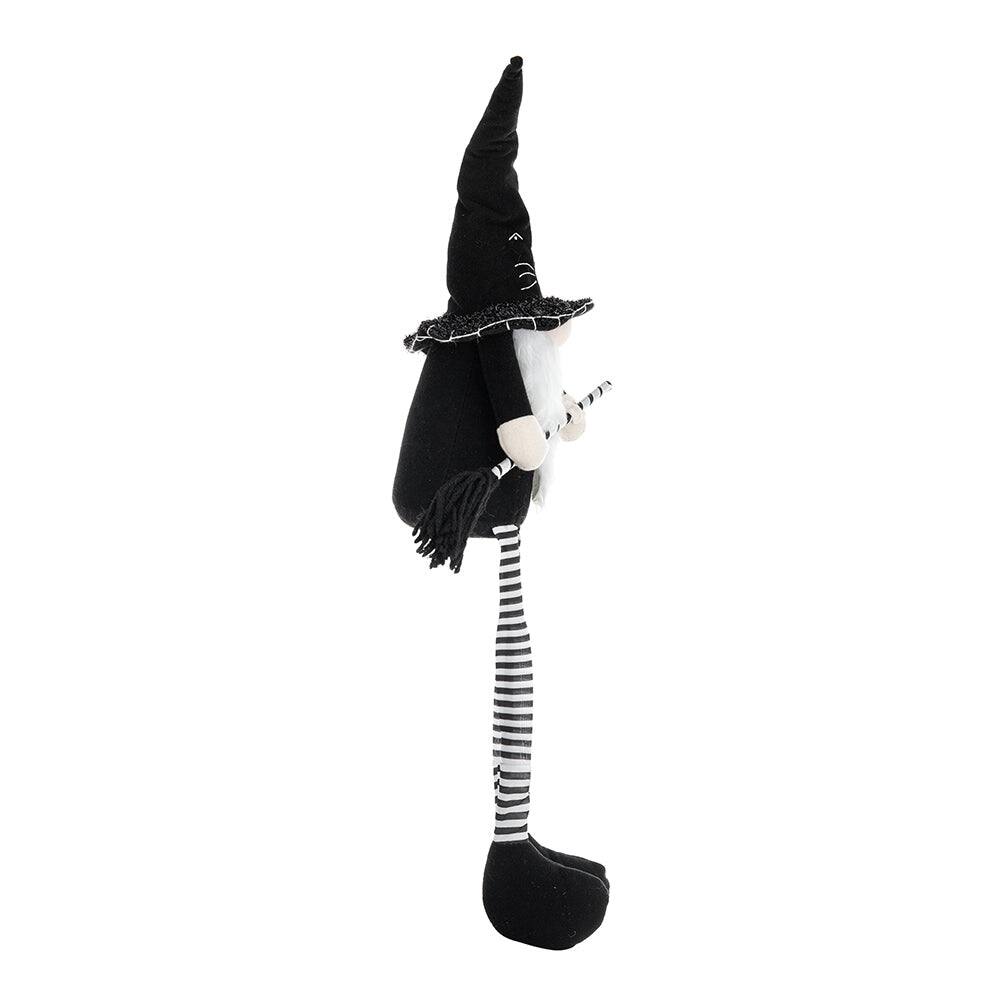 Alt View 4. Boyel Living - Handcrafted Halloween Gnome with Broomstick Decor for Indoor Holiday Display - Black,White.