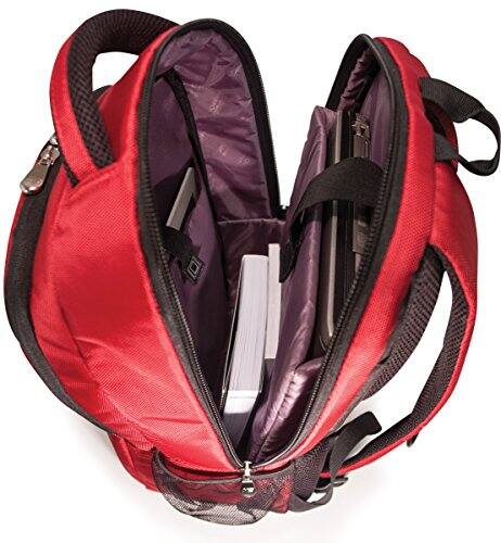 Alt View 10. Mobile Edge - 15.6-inch Laptop Backpack Padded Laptop Compartment Tablet Sleeve Lightweight Water-Resistant Nylon - Crimson Red.