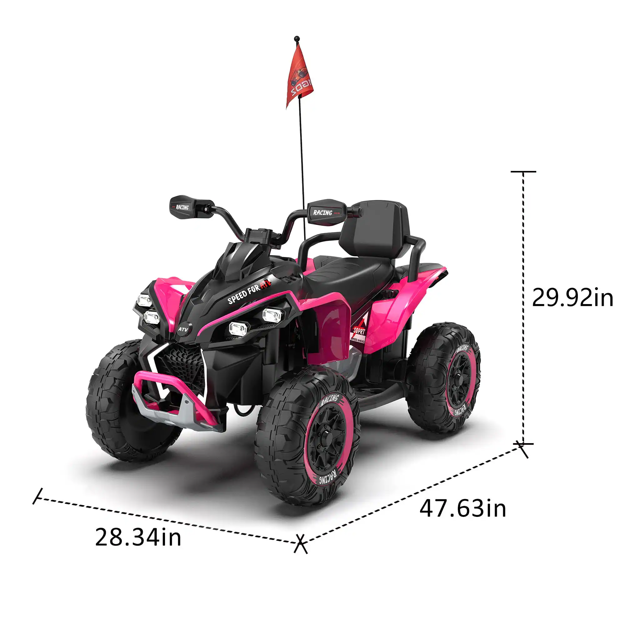GOZ BCN RACING ATV FOR E SPEED - THO  
- Height: 29.92in  
- Width: 28.34in  
- Length: 47.63in