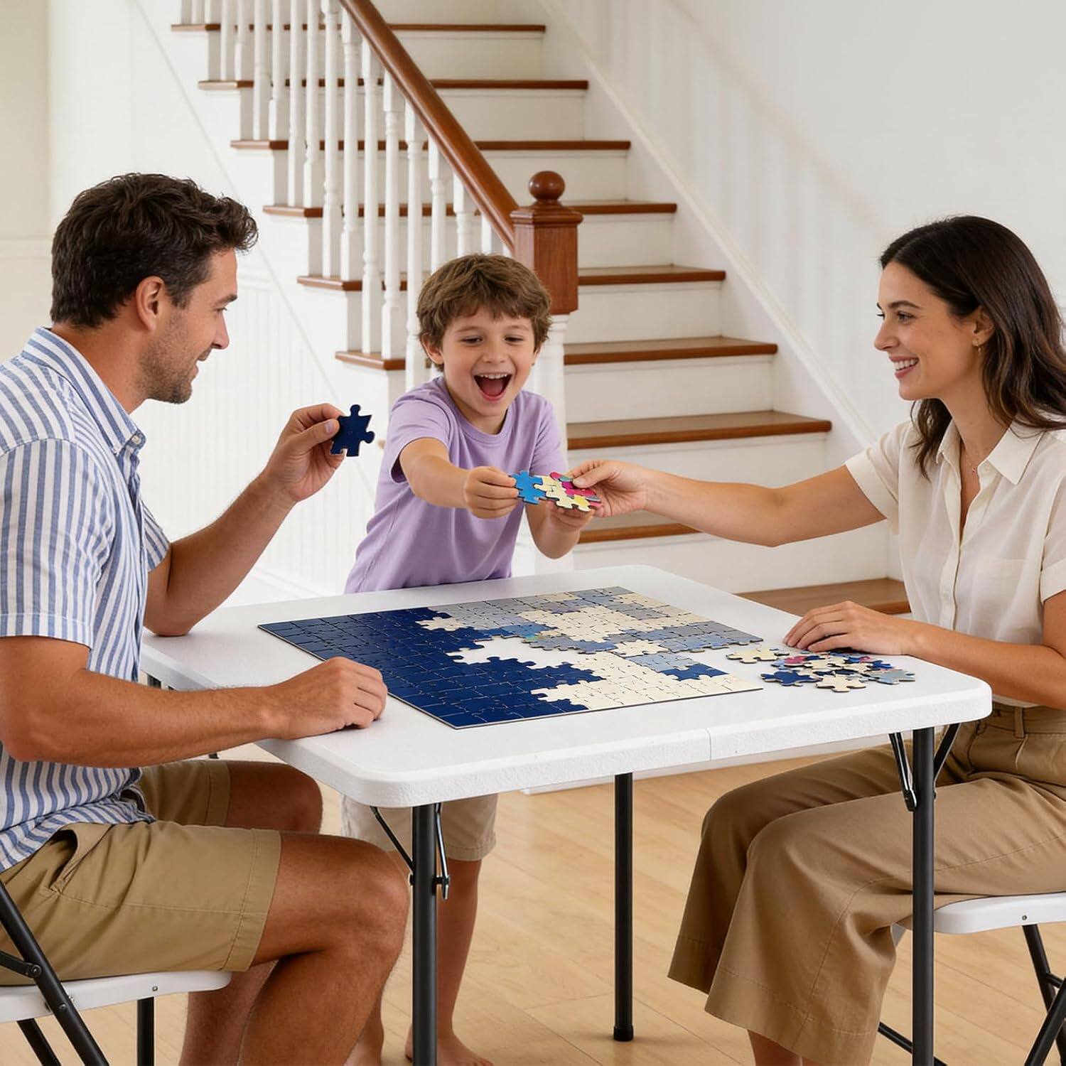 Alt View 1. Yardgrace - 36 Inch Heavy Duty Fold-in-Half Portable Table, No Assembly Needed for Picnic, Camping, RV, Parties, BBQs & Indoor Use - White.