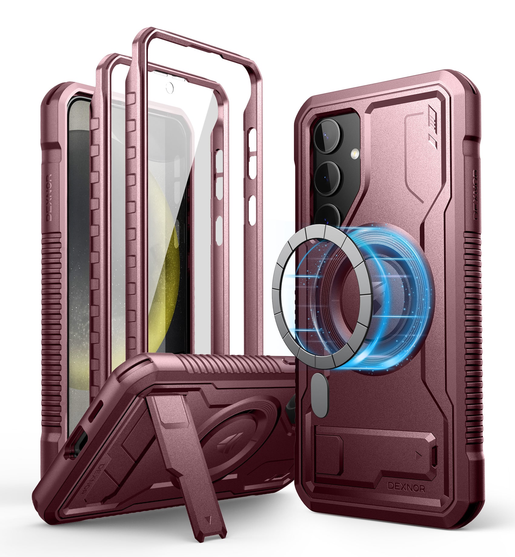 dexnor - Magnetic Case for Samsung Galaxy S24 Plus Compatible with Magsafe Bumper Rugged Shockproof Full-Body Protective Cover - Maroon Red price history on PriceWatchPro