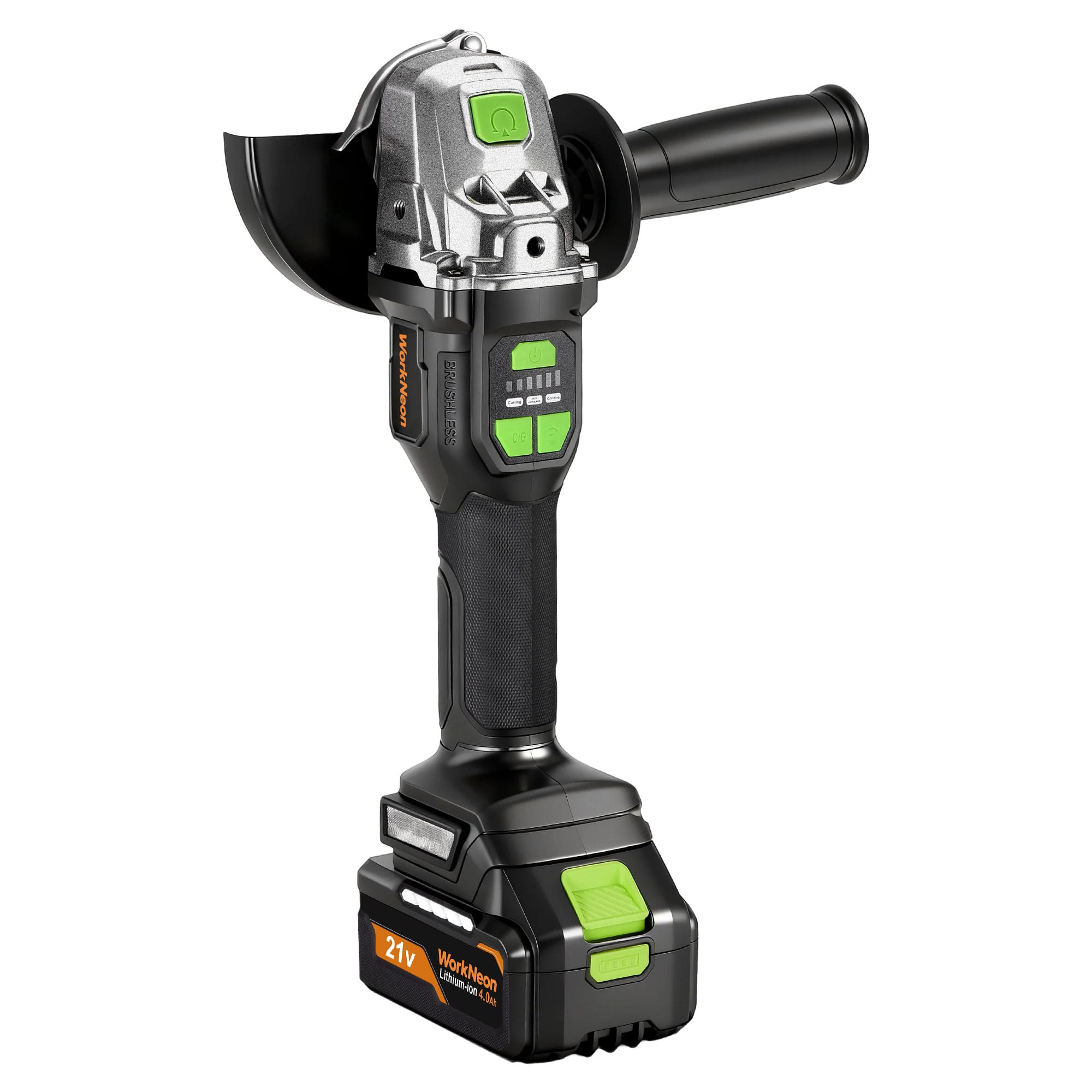 Unique Bargains - Cordless Angle Grinder 4-1/2", Brushless, 4.0Ah Battery & Charger, Max 8500RPM, for Metal Cutting, Grinding - Black