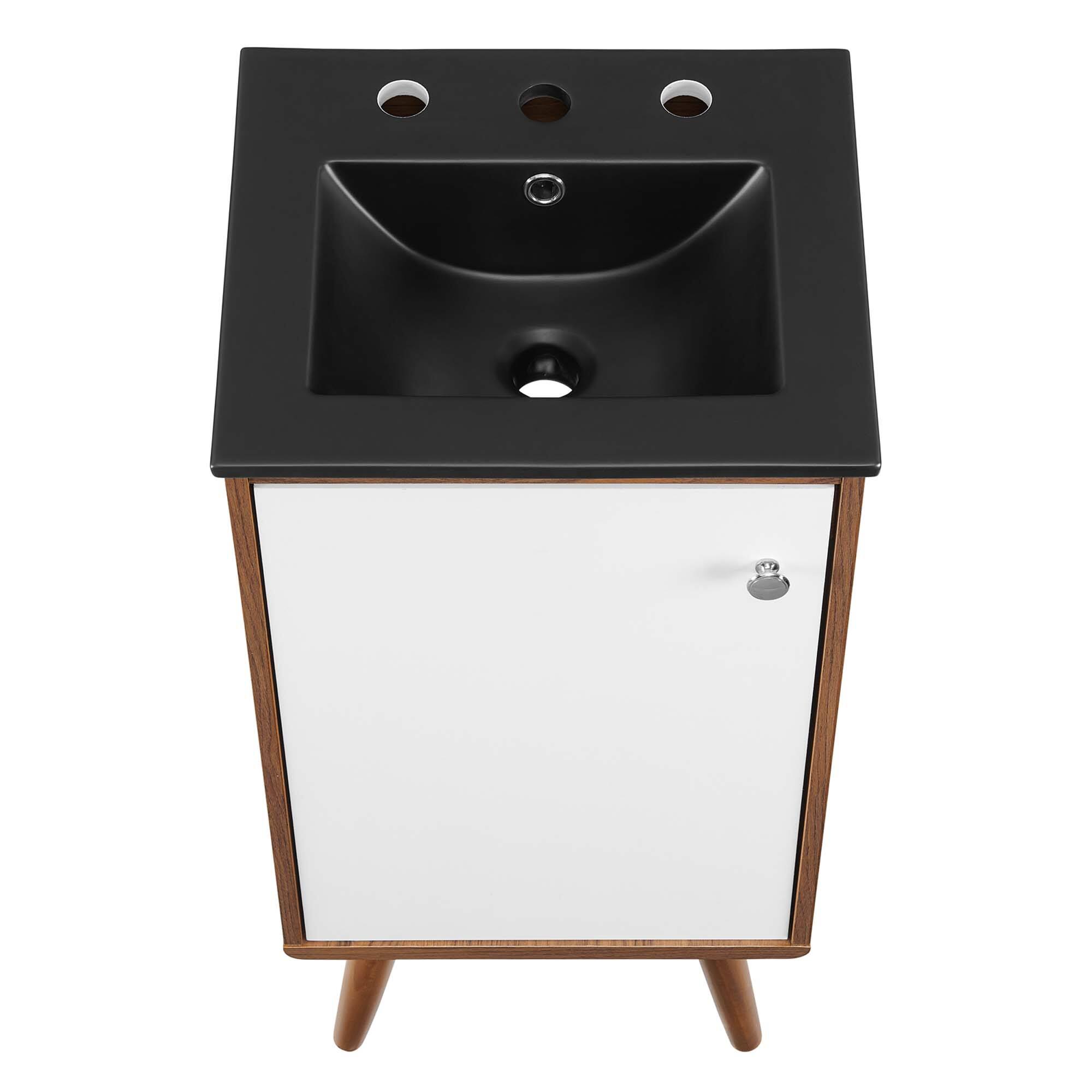 Alt View 4. Modway - Transmit Bathroom Vanity Basin Included - Walnut Black.