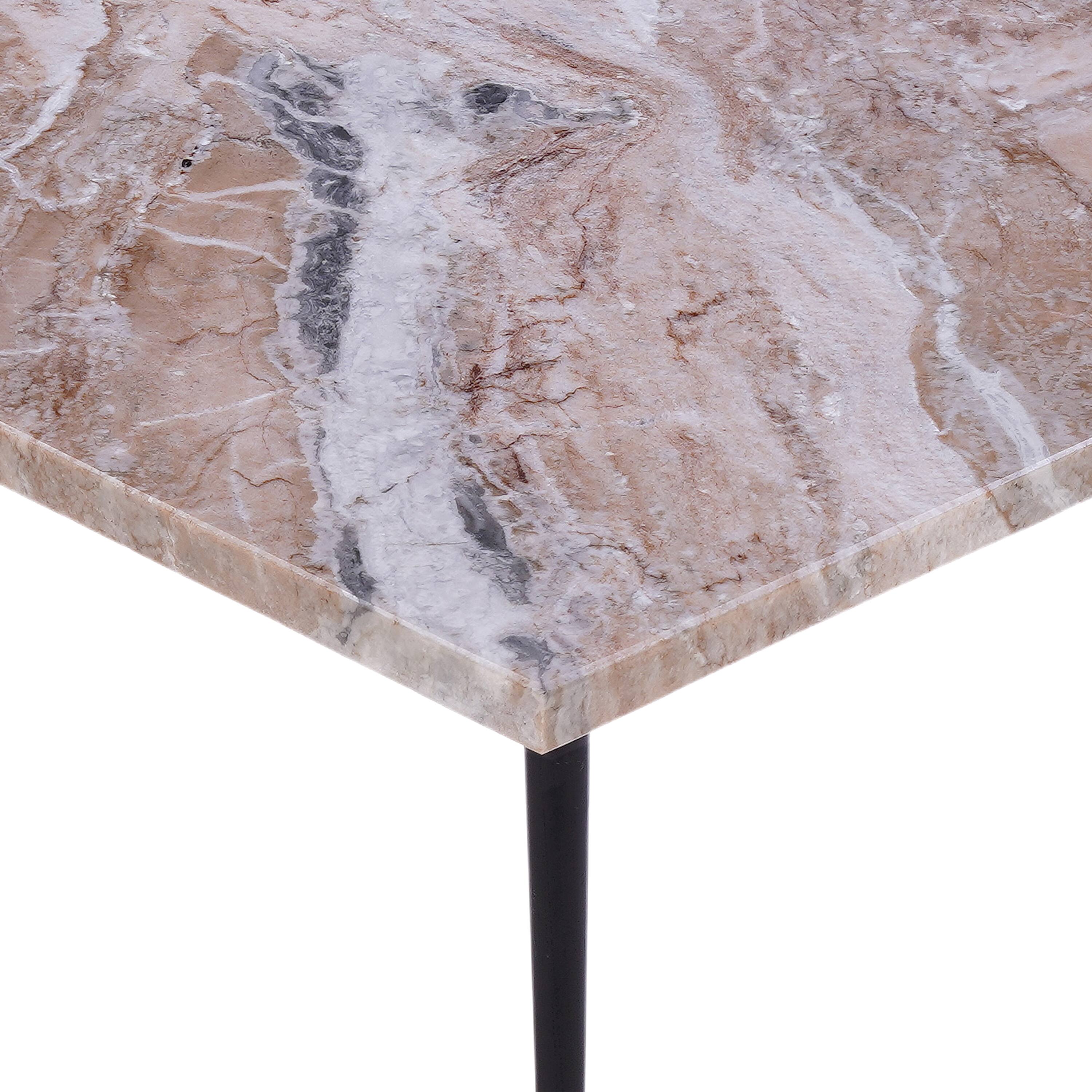 Back. Manhattan Lane - Taro Coffee Table | 24 Inch Square Taupe Brown Real Marble Top | Black Metal Legs - Taupe Brown, Black.