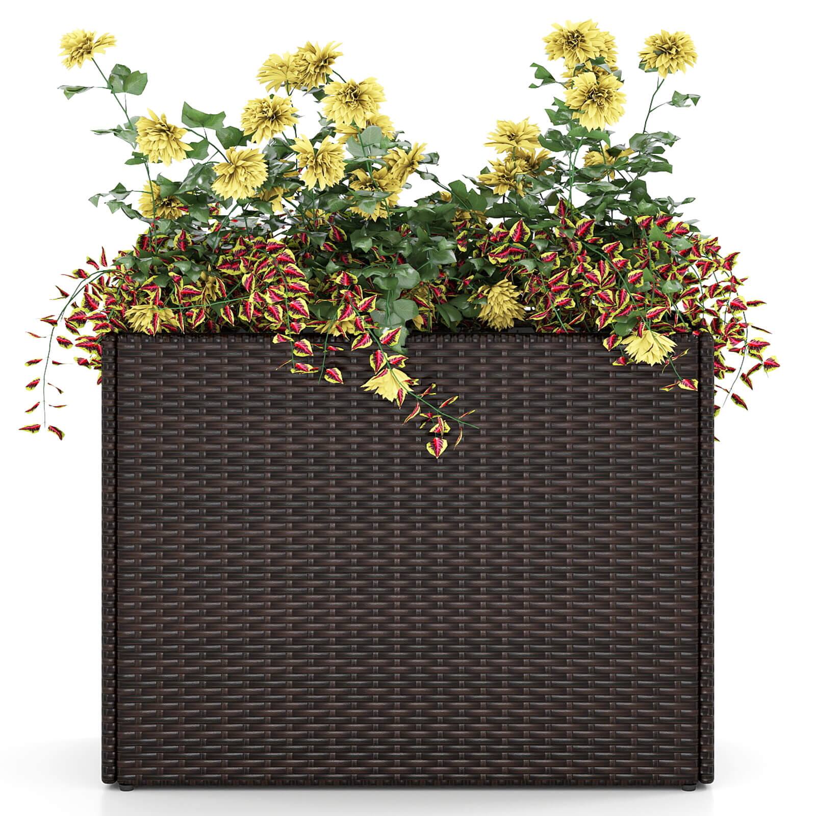 Alt View 9. Costway - Costway 2 PCS 24" Tall PE Rattan Planter Box with Removable Liner for Front Porch Patio - Mixed Brown.
