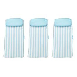 COMFY FLOATS - No Inflate Sun Bed Water Lounger Pool Float w/Pillow, Blue (3 Pack) - Teal