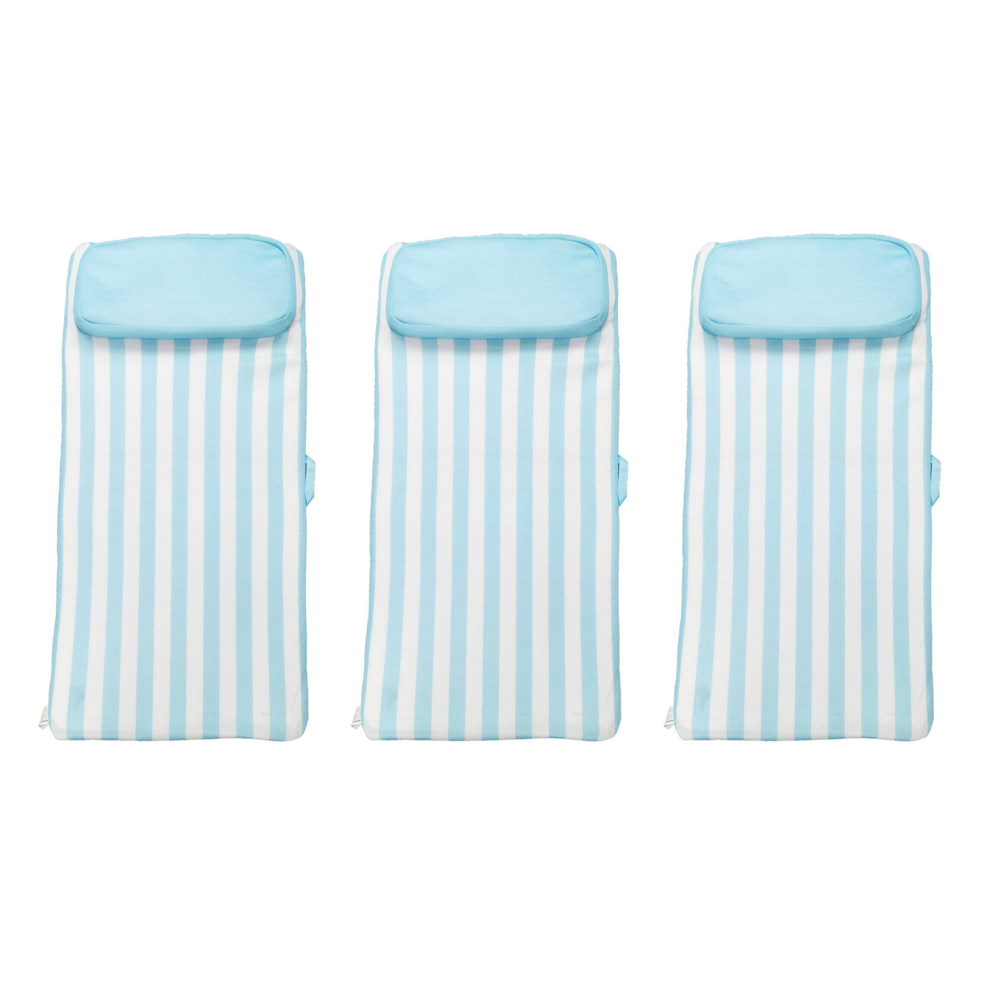 Front. COMFY FLOATS - Comfy Floats No Inflate Sun Bed Water Lounger Pool Float w/Pillow, Blue (3 Pack) - Teal.