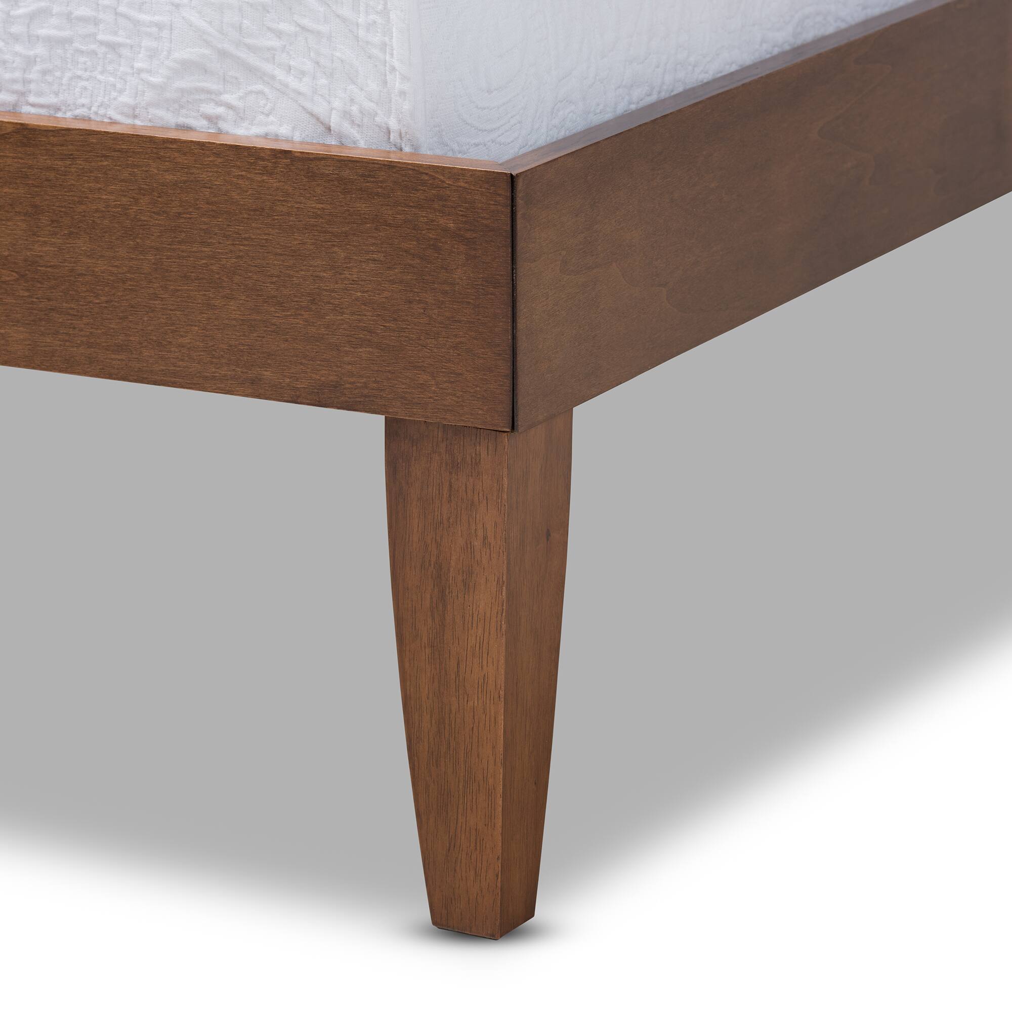 Back. Baxton Studio - Lucina Mid-Century Modern Walnut Brown Finished Platform Bed Frame - Brown.