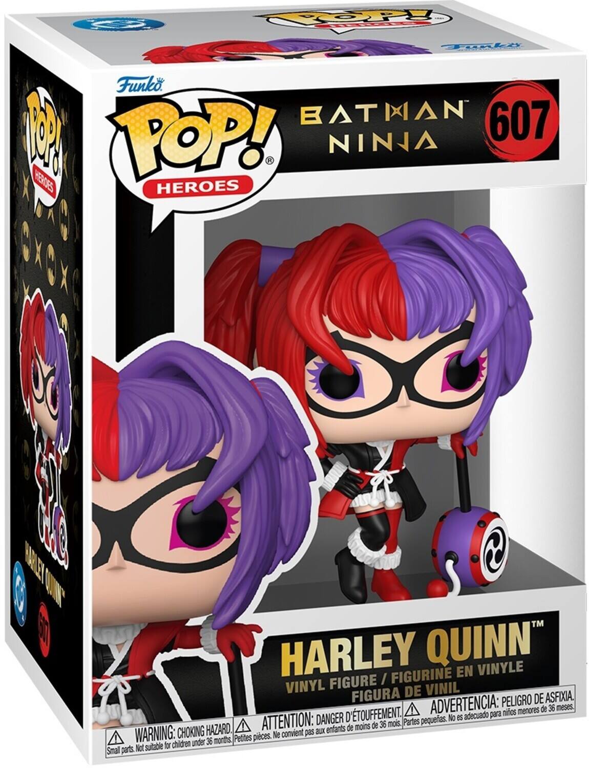 **Funko Pop! Heroes**

**Batman Ninja**

**607**

**Harley Quinn**

**Vinyl Figure / Figurine en Vinyle / Figura de Vinil**

**Warning: Choking Hazard. Small parts. Not suitable for children under 36 months.**

**Attention: Danger d'étouffement. Ne convient pas aux enfants de moins de 36 mois.**

**Advertencia: Peligro de asfixia. No es adecuado para niños menores de 36 meses.**