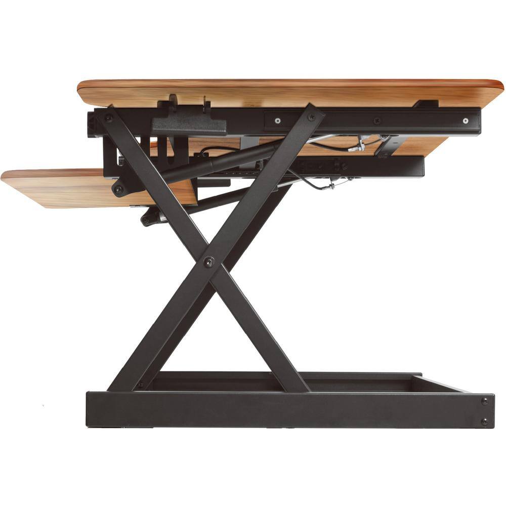 Back. Rocelco - DADRT- 46 Sit Stand Desk Riser - Desktop - Teak - Brown.