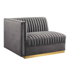Sanguine Channel Tufted Performance Velvet Modular Sectional Sofa Left-Arm Chair by Modway - Gray