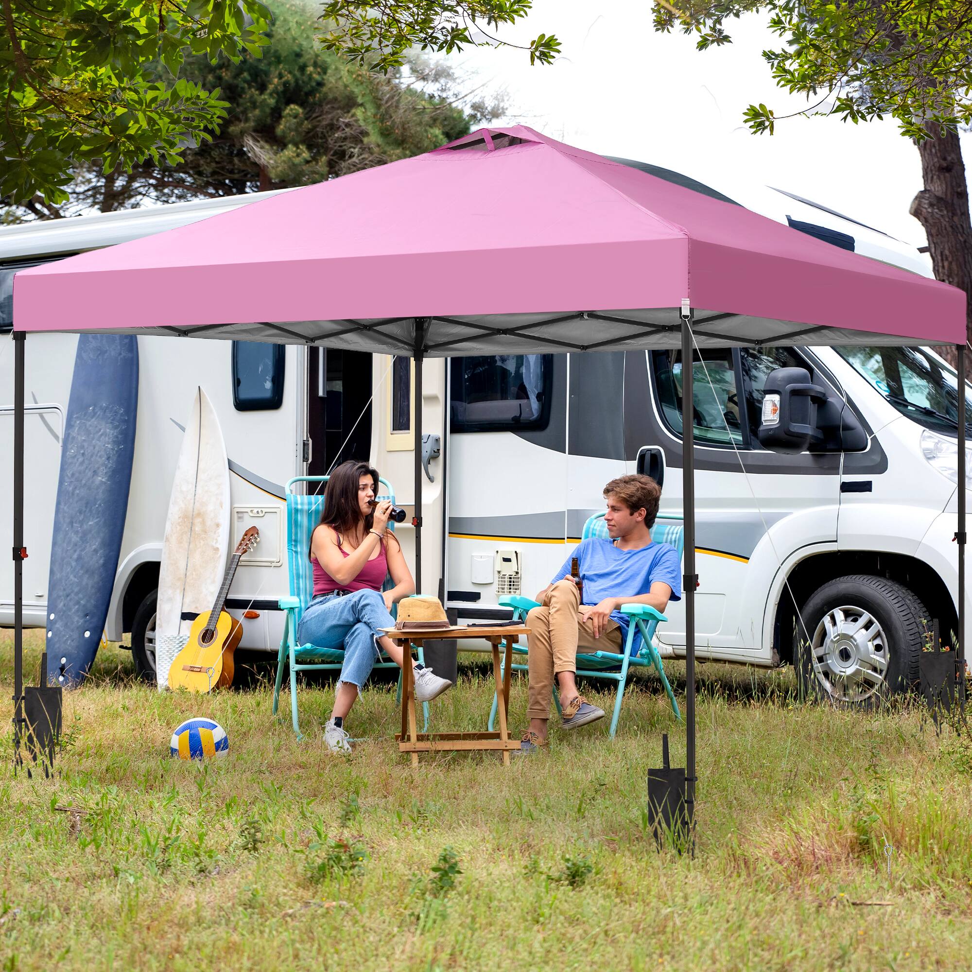 Angle. Ainfox - Ainfox 12x12 Pop Up Canopy Tent,Outdoor Gazebo with Carrying Bag,Easy Up Canopy for Events,Parties,Camping - Pink.