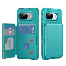 Dteck - For Google Pixel 10a Wallet Case, Shockproof Rugged PC+ TPU Flip Kickstand Card Slots Cover - Green