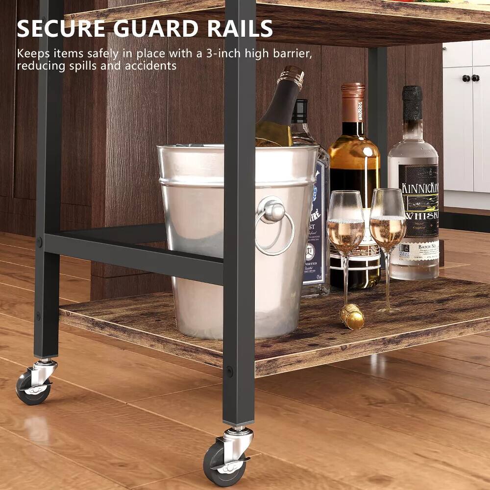 SECURE GUARD RAILS  
Keeps items safely in place with a 3-inch high barrier, reducing spills and accidents