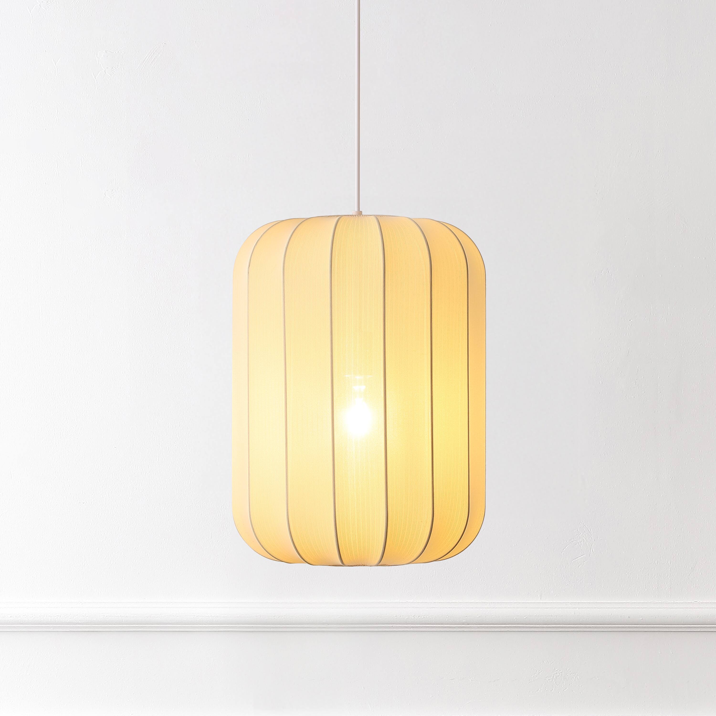 Alt View 1. Jonathan Y - Aurelia 13.75" 1-Light Scandinavian Japandi Adjustable Lantern Metal with Ribbed Cocoon Capsule Shade LED Pendant, Beige - Beige.