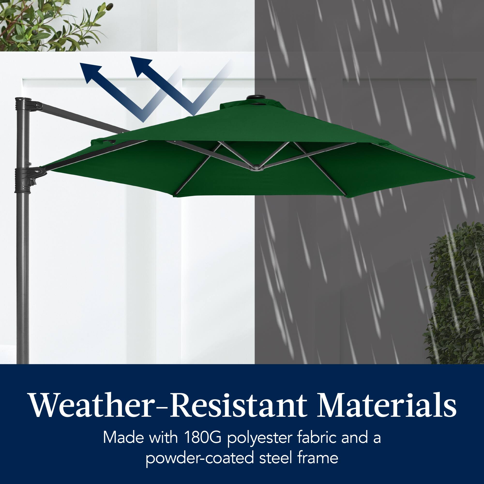 Weather-Resistant Materials: Made with 180G polyester fabric and a powder-coated steel frame.