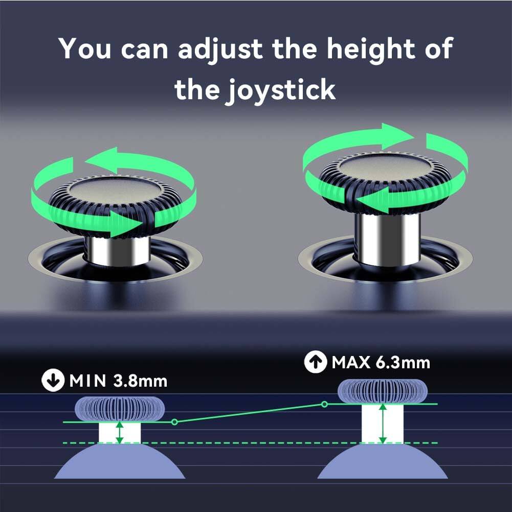 You can adjust the height of the joystick

MIN 3.8mm

MAX 6.3mm