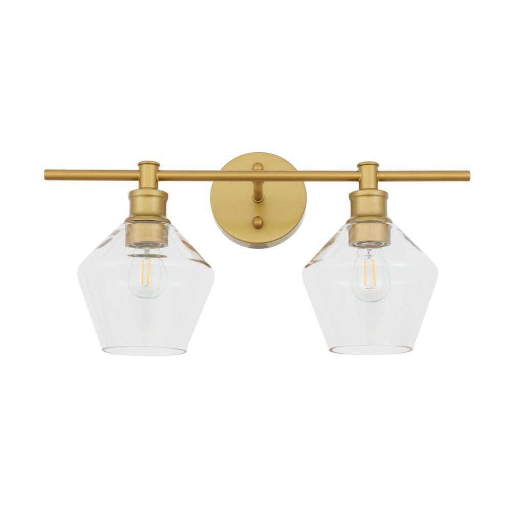 Left. Living District - Gene 2 light Brass and Clear glass Wall sconce - Brass And Clear Glass.