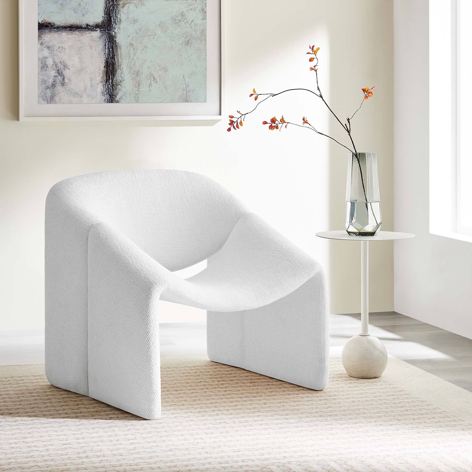 Vivi Chenille Upholstered Accent Chair by Modway - Frost