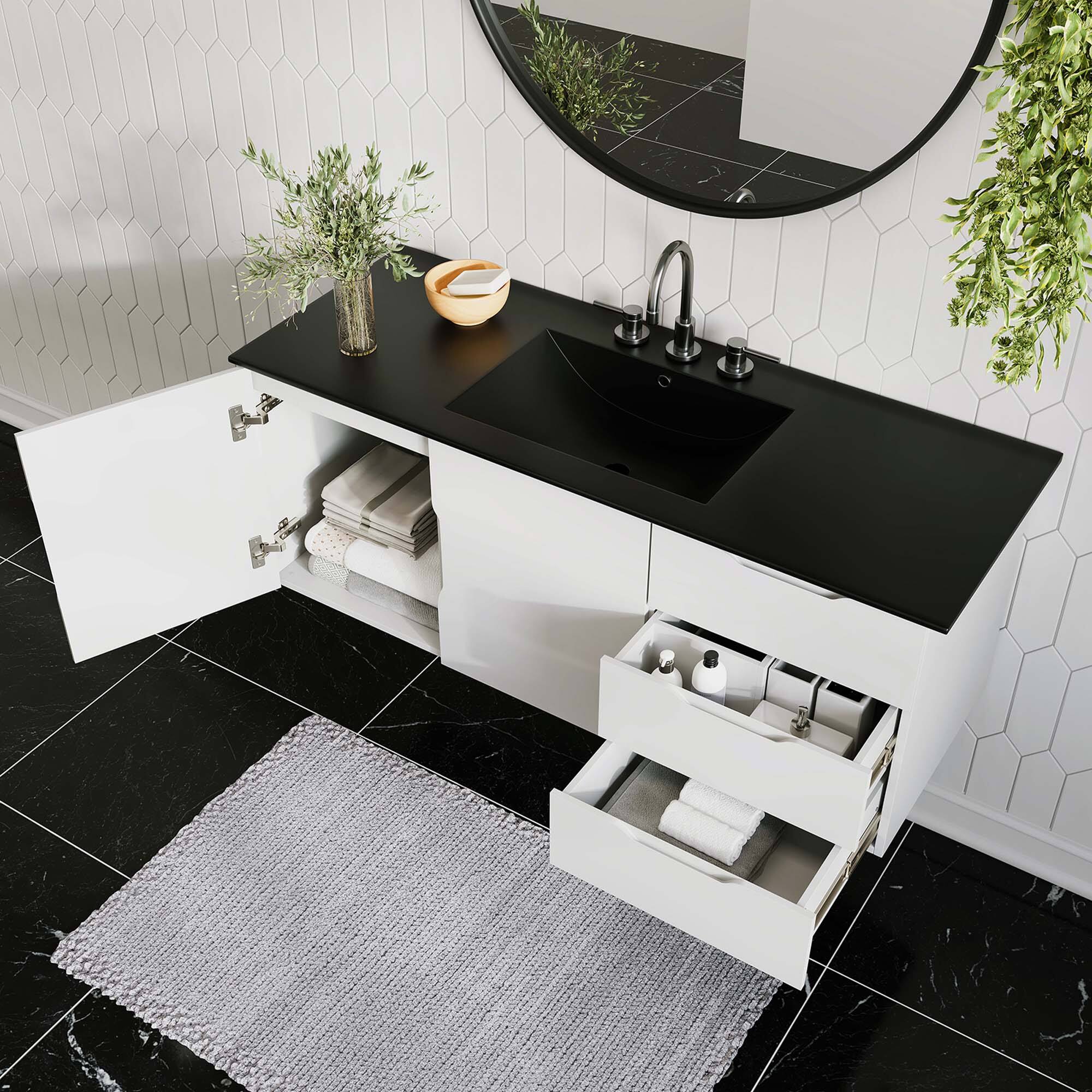 Back. Modway - Vitality Bathroom Vanity Basin Included by Modway - White Black.