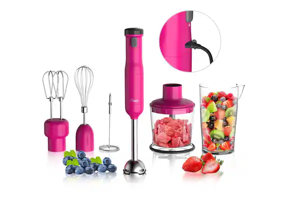 Front. Rosewill - Rosewill 6-in-1 Cordless Rechargeable Hand Blender with Beaker, Whisk, Chopper, Beater & Frother - Rose.