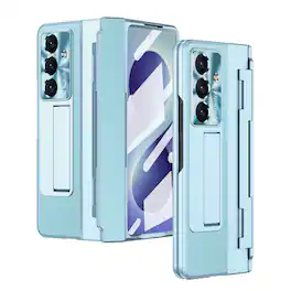 Dteck - Rugged Case for Samsung Galaxy Z Fold8 Ultra with Screen Protector&Stand,Shockproof Hard PC Cover with Hinge Protection - Blue
