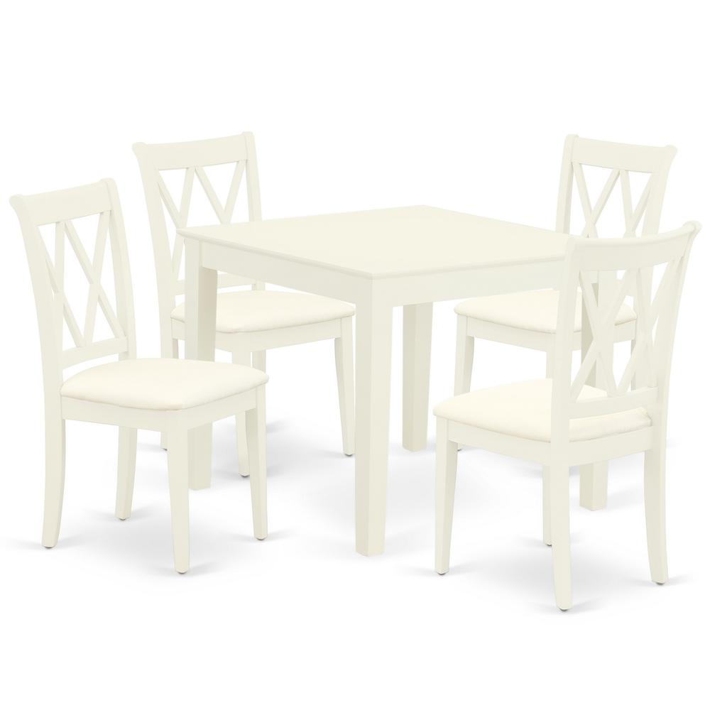 Back. East West Furniture - Dining Room Set Linen White - Brown.