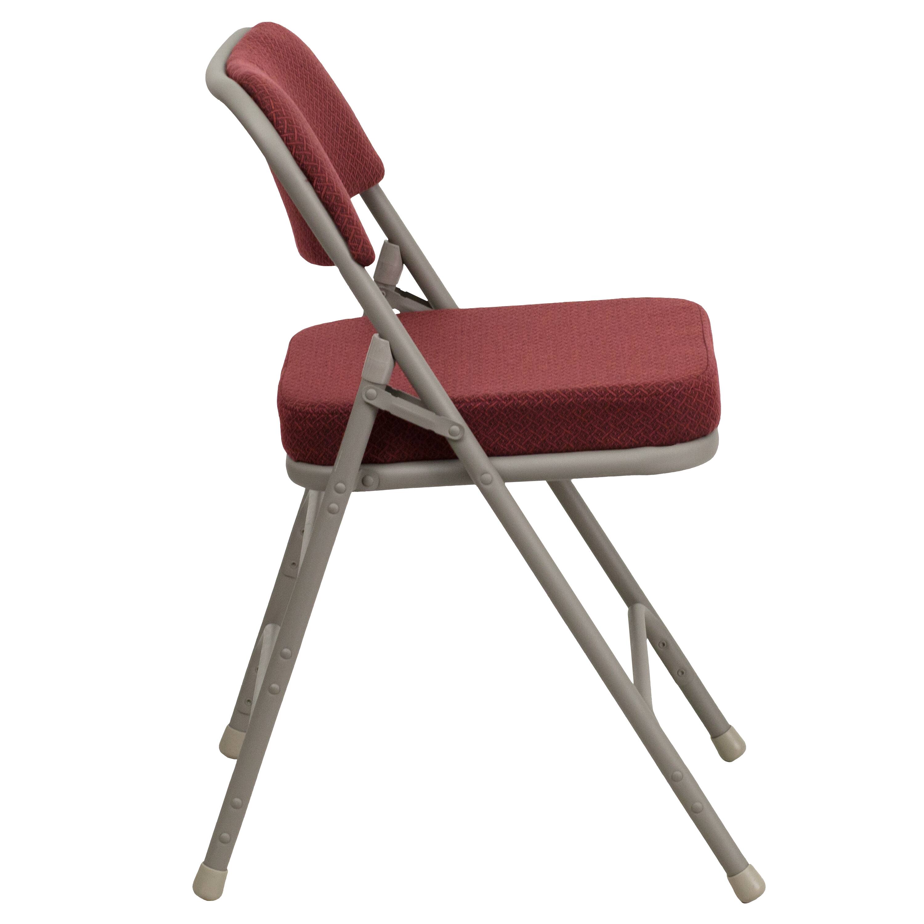 Alt View 7. Emma + Oliver - 2 Pack Home & Office Portable Party Events Fabric Padded Metal Folding Chair - Burgundy Fabric/Gray Frame.