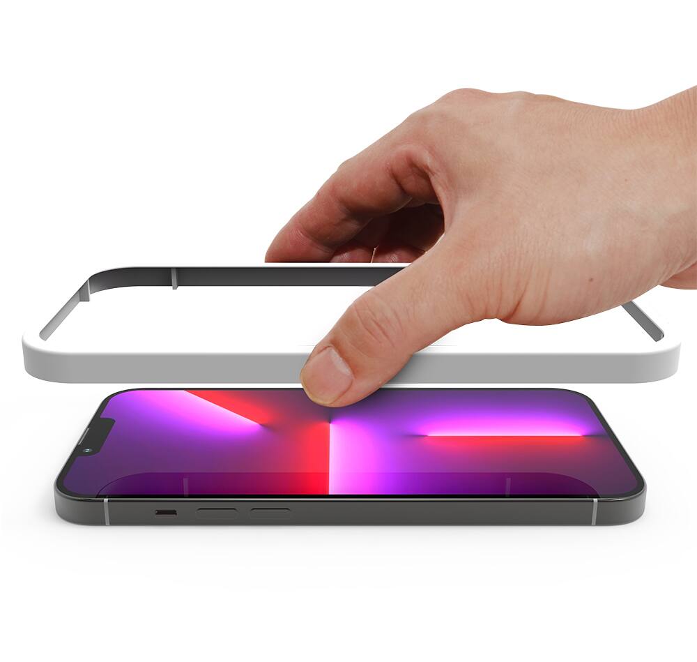 Angle. Vena - 3 Pack For Apple iPhone 14 Plus iPhone 13 Pro Max Screen Protector Glass, Clear Tempered Glass - Clear.