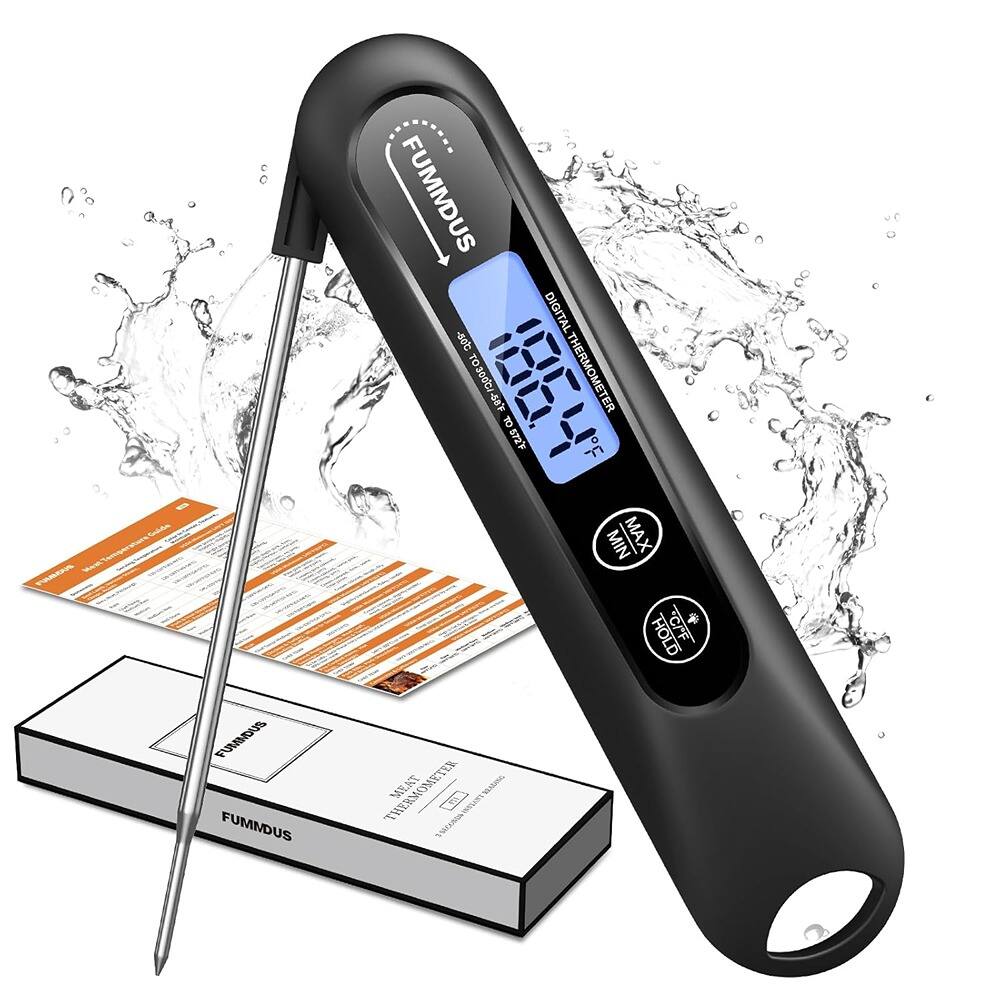 FUMMDUS DIGITAL THERMOMETER  
MODEL: FUMMDUS T88-1300COT  
CE 4Z9  
MIN MAX HOLD  
FUMMDUS MEAT THERMOMETER