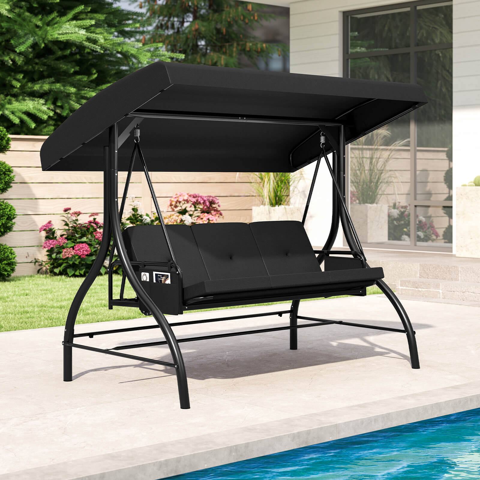 Costway Seat Patio Swing with Canopy with Removable Cushions