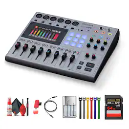 Zoom - PodTrak P8 Portable Podcast Recorder + Extreme PRO 64GB Memory Card, Bundle