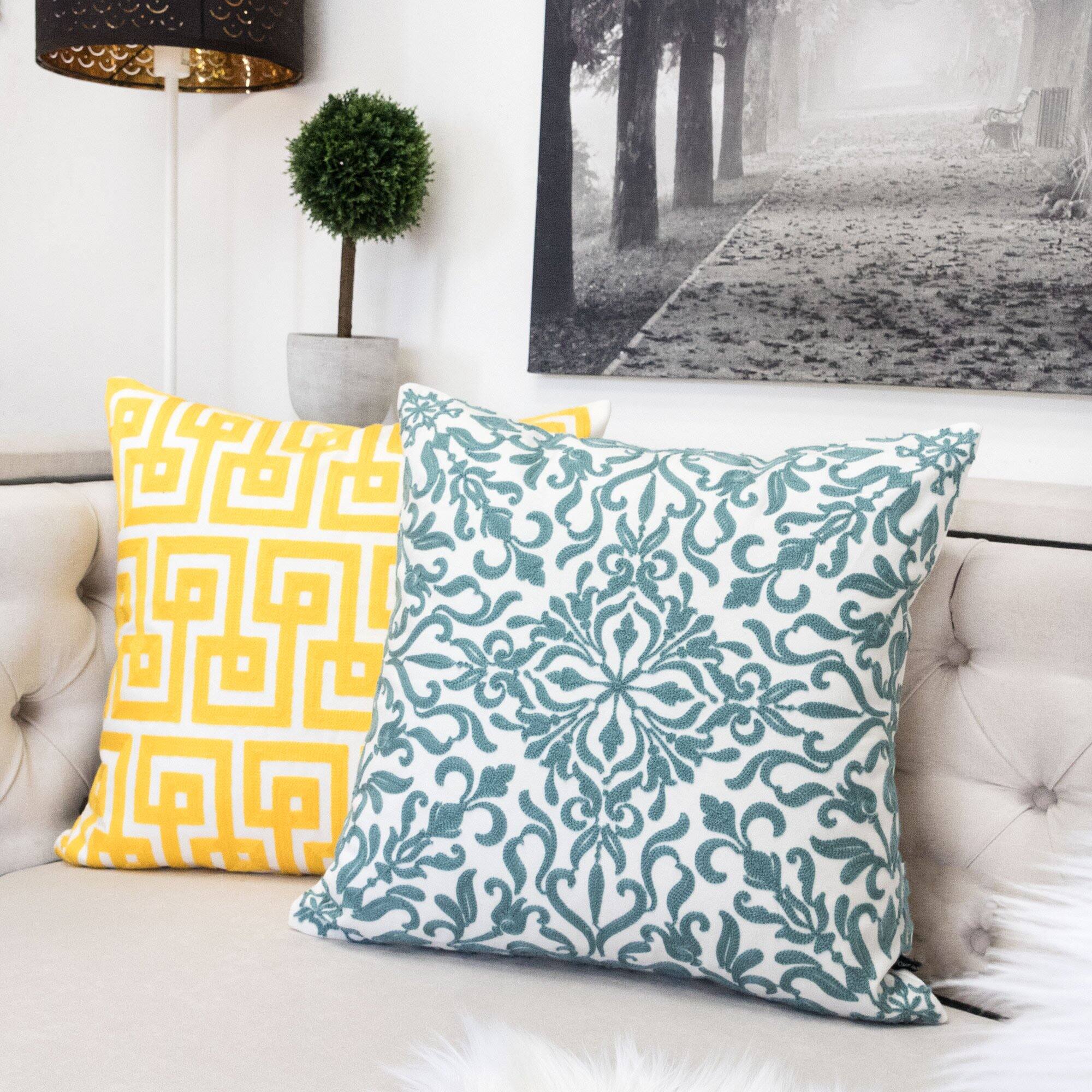 Back. LuXeo - 2-Pack Square Cotton Pillow Cover & Insert, Size:18" x 18" - SPA.