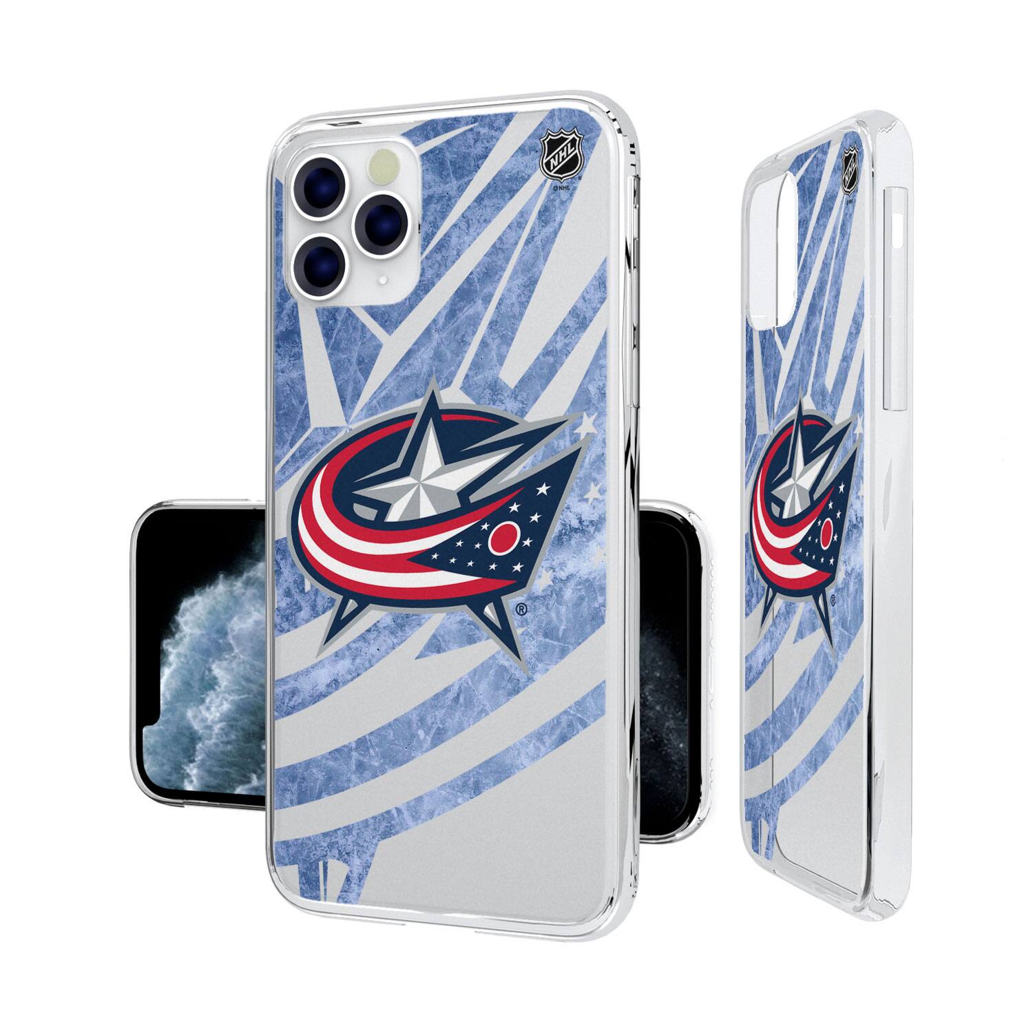 Alt View 3. Keyscaper - Columbus Blue Jackets iPhone Clear Ice Case - 14 Plus - Multicolor.
