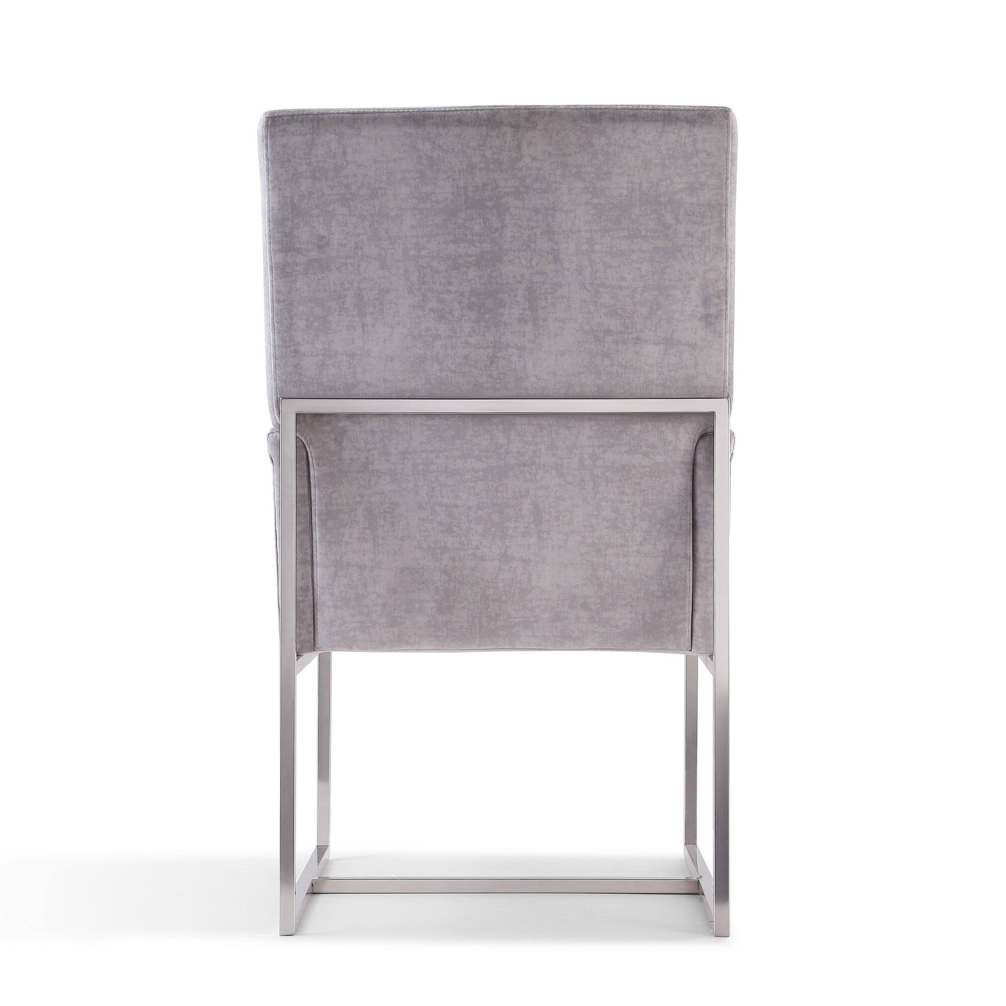Alt View 3. Manhattan Comfort - Element Modern Metal Velvet Dining Chair - Gray.