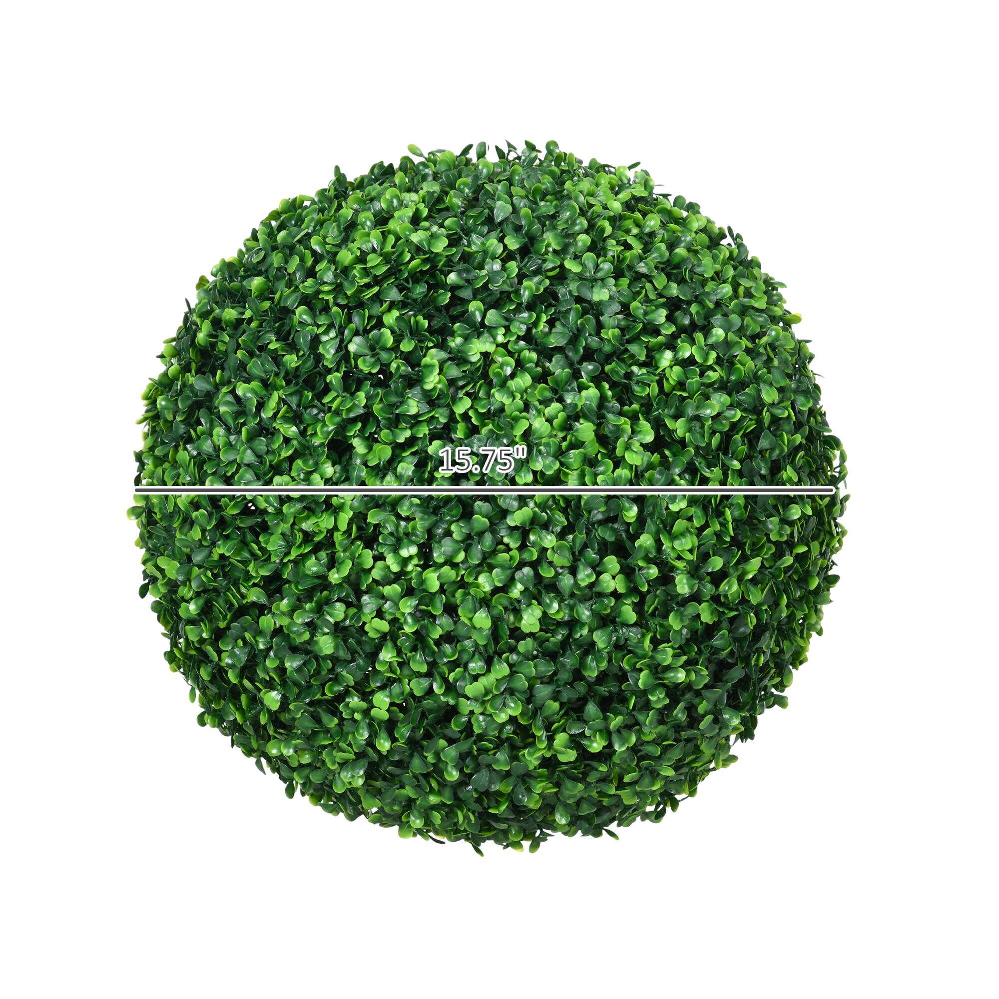 Alt View 2. Homcom - Artificial Boxwood Topiary Ball Set of 2 15.7 Inch Faux Plant, UV-Protected Anti-Fading Fake Plants - Green.