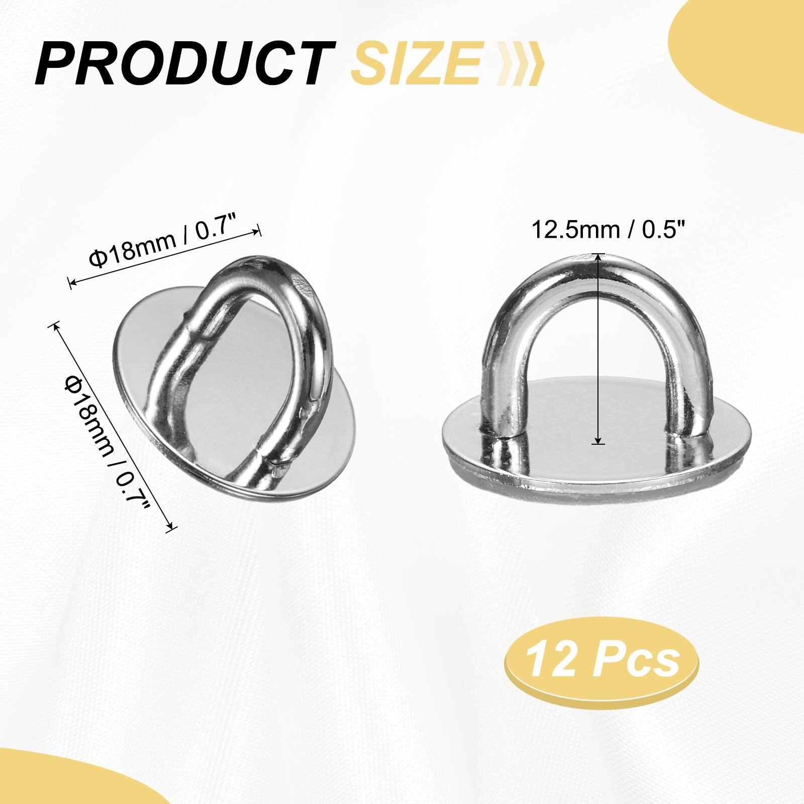 PRODUCT SIZE >>  
- 18mm / 0.7"  
- 12.5mm / 0.5"  
- 18mm / 0.7"  
- 12 Pcs