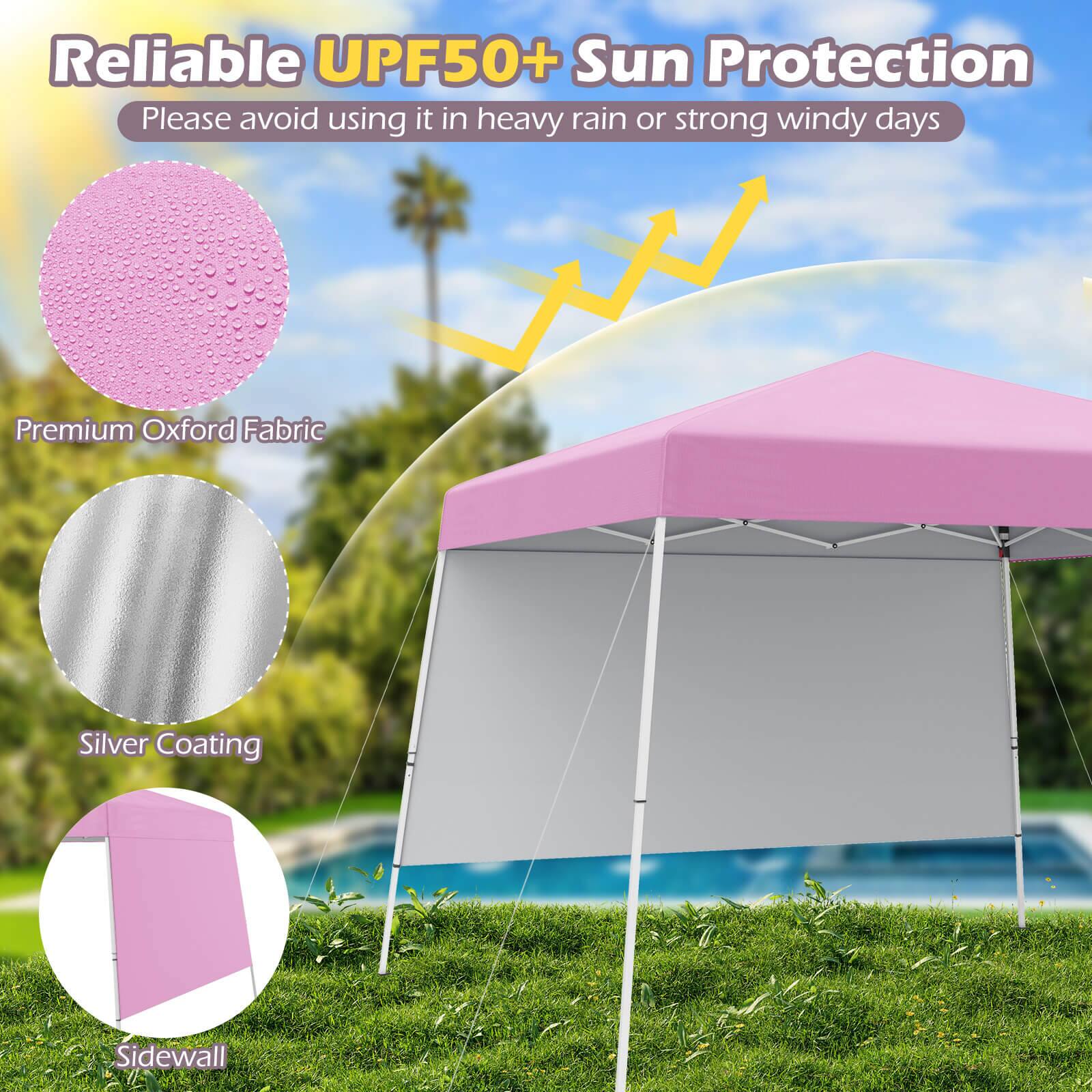 Reliable UPF50+ Sun Protection
Please avoid using it in heavy rain or strong windy days
Premium Oxford Fabric
Silver Coating
Sidewall