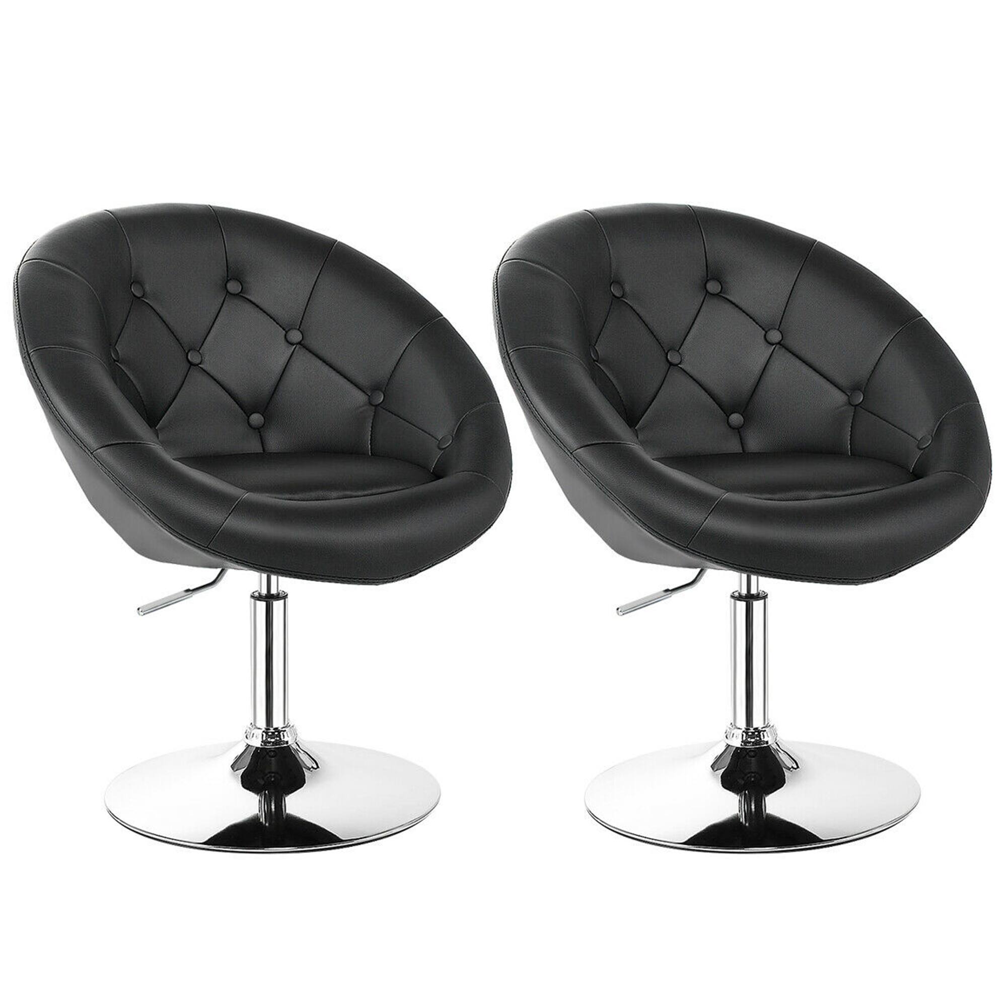 Front. Costway - Costway Set of 2 Swivel Bar Stools Height Adjustable Round Tufted Back Bar Chairs - Black.