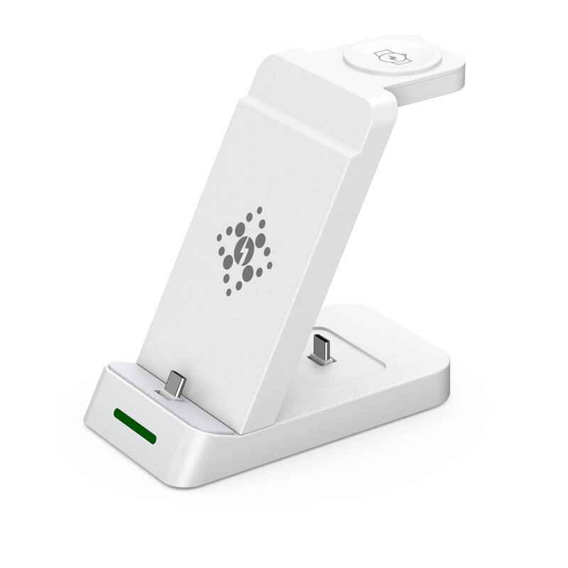 Alt View 1. RISOKEYS - 3-in-1 Charging Dock - Vertical Desktop Charger for Phones, Watchesand Earphones,  Power Adapter for Samsung - White.