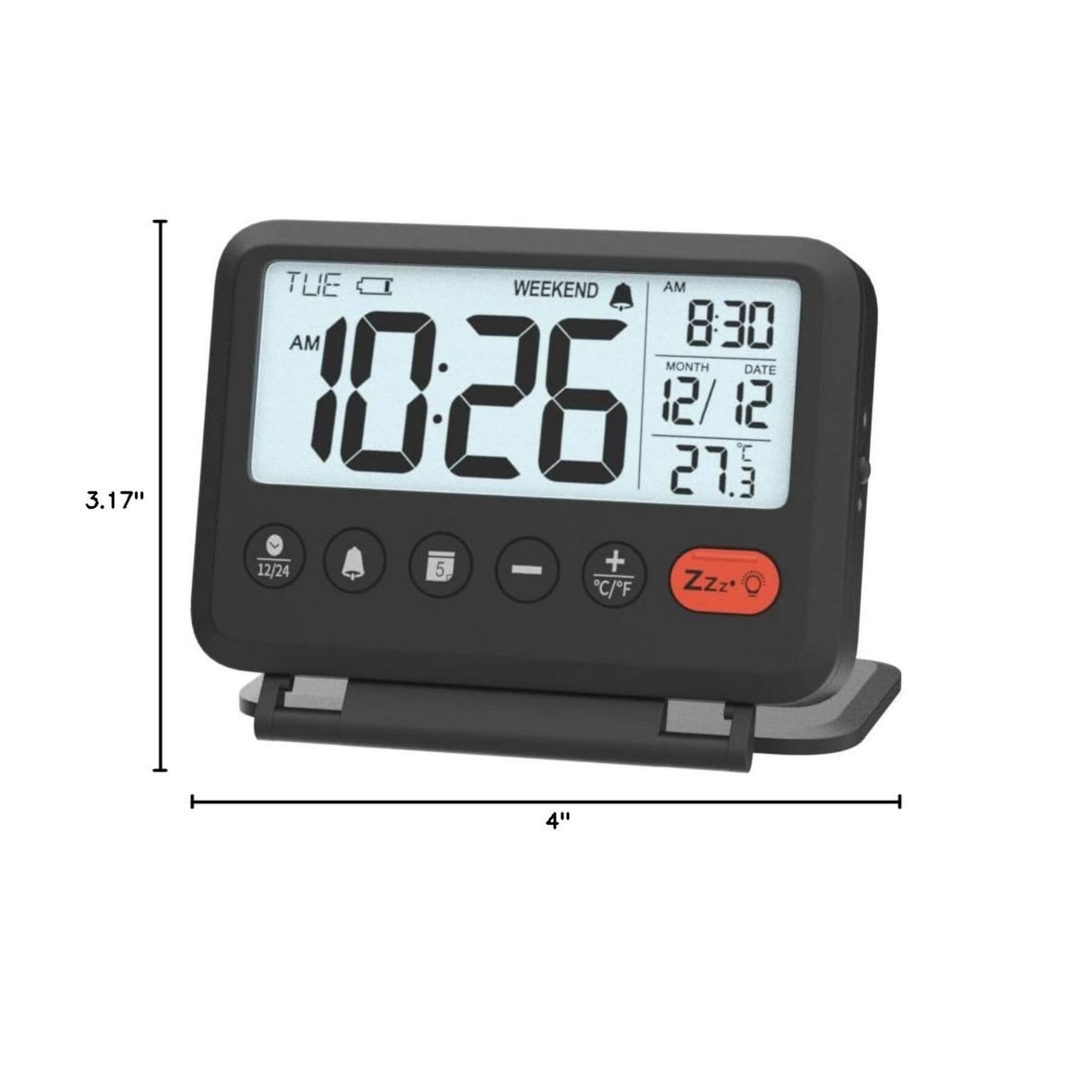 3.17" TUE WEEKEND AM 8:30 MONTH DATE 12/12 27.3°C 12/24 5 - + Zzz 4"
