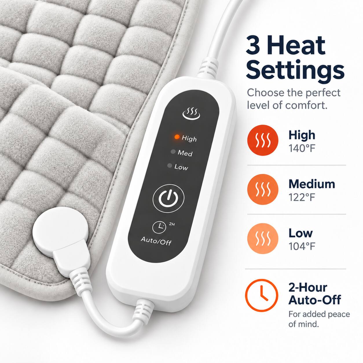 AMUMU Heating Pad for Back Pain Relief Machine Washable 2 Hour Auto ...