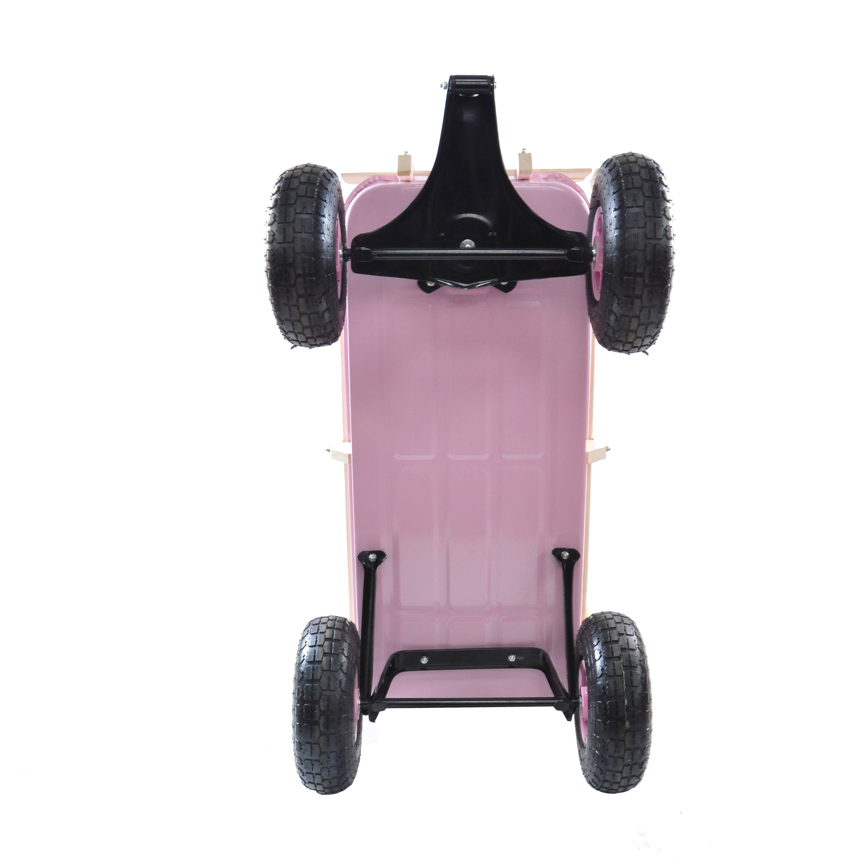 Alt View 2. APRILSOUL - Outdoor Wagon All Terrain Pulling with Wood Railing Air Tires Garden Cart - Pink.