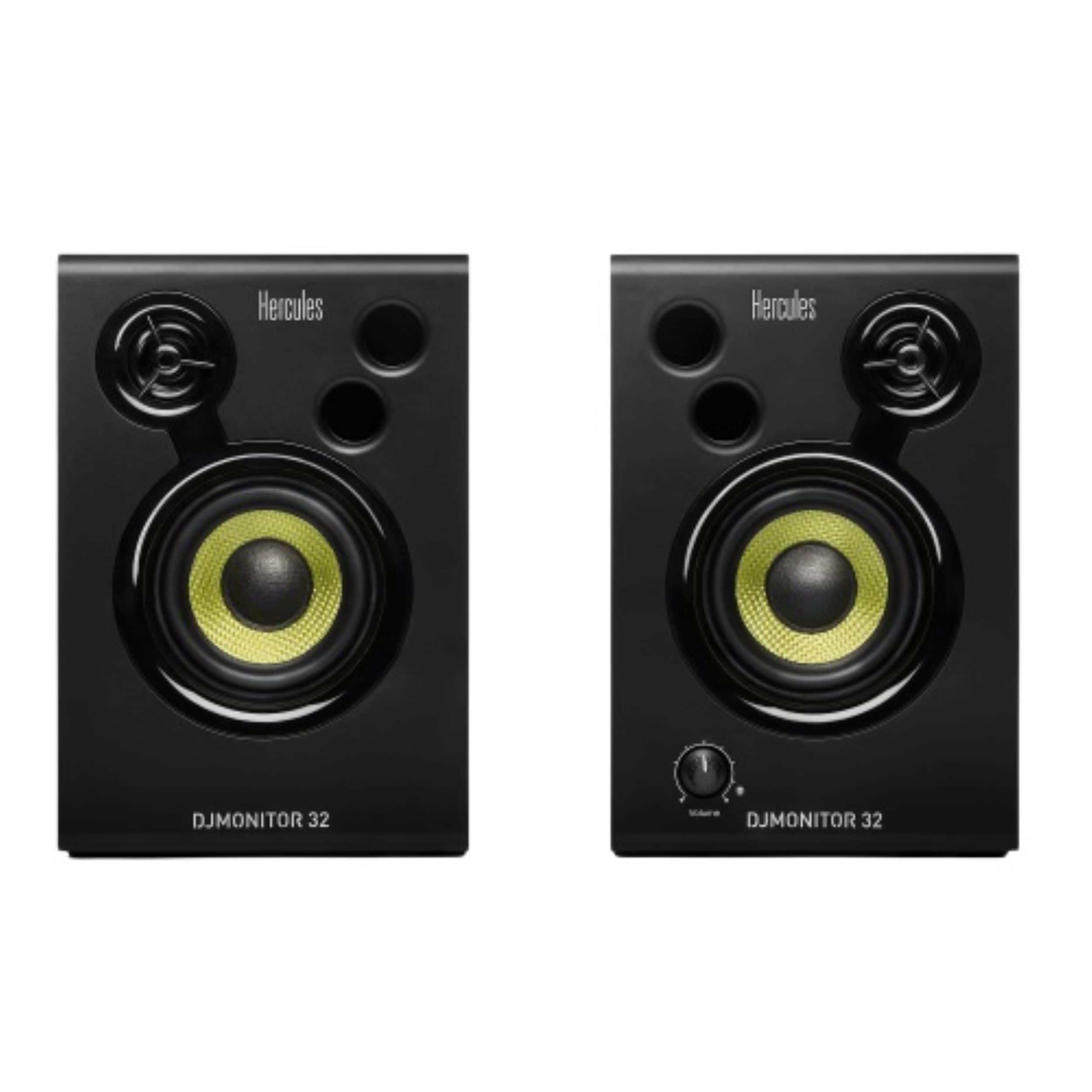 Front. Hercules - DJ Monitor 32 - 2 x 15 watts RMS Active Monitoring Speakers - Black.