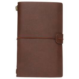 Unique Bargains - 1pc Vintage Retro PU Leather Notebook, Refillable Travel Journal Notebook for Diary Planner, Compact - Reddish Brown